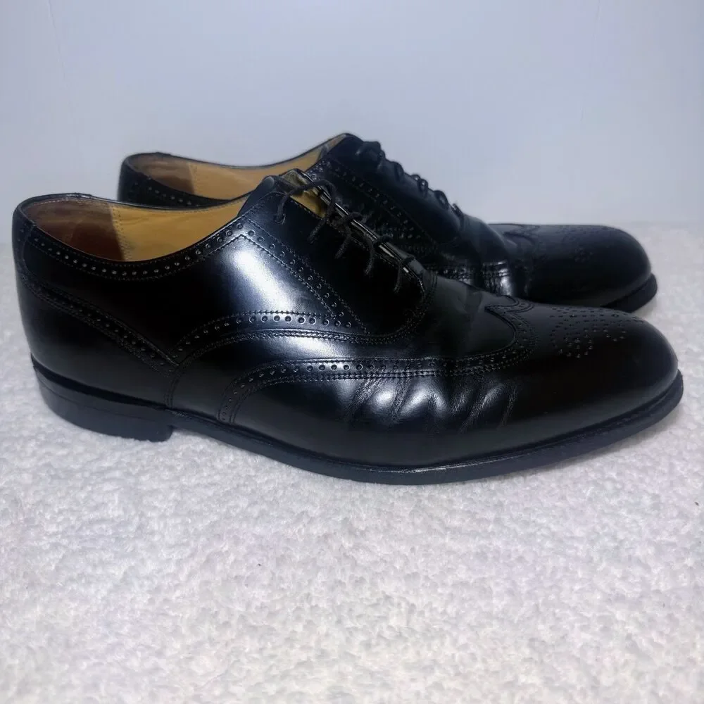 Stafford Dress Shoes Men’s 11 Black Leather Classic Formal Oxford Brogue Wingtip